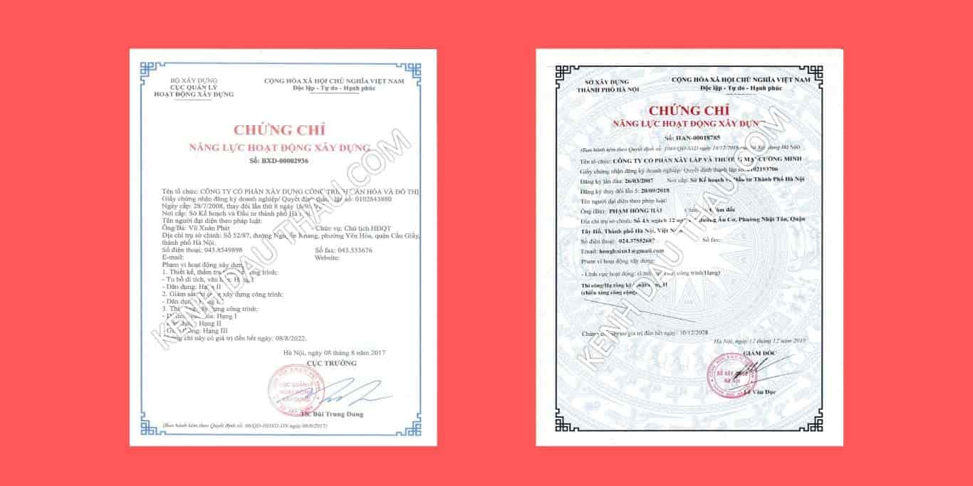 Chứng chỉ năng lực tổ chức