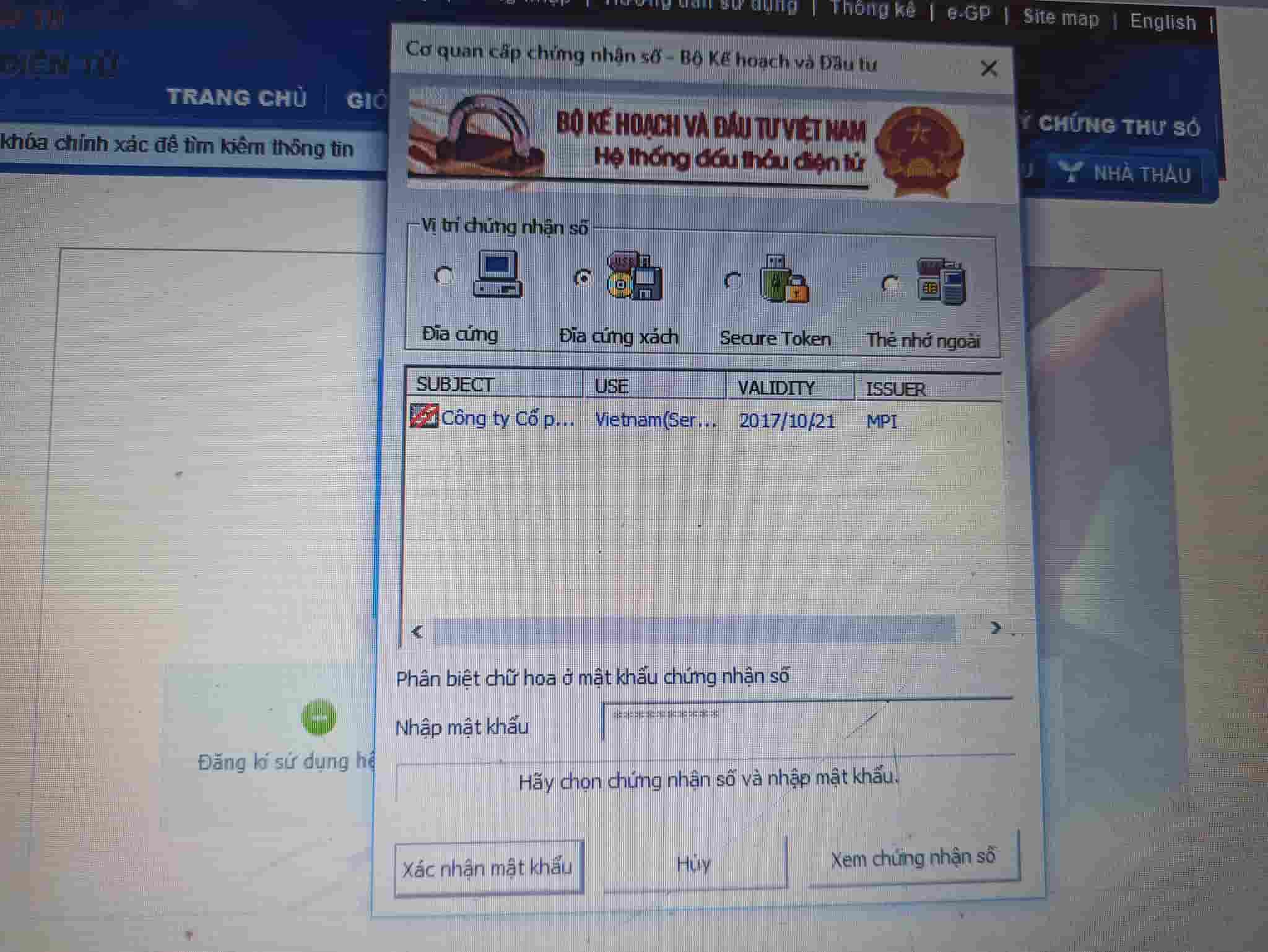 lỗi hết hạn chứng thư số
