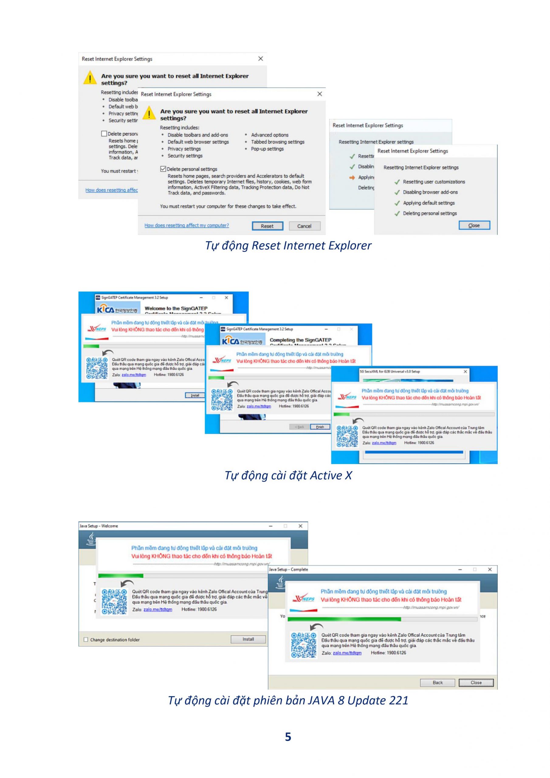 cài đặt môi trường máy tính chuẩn hệ thống mạng đấu thầu quốc gia