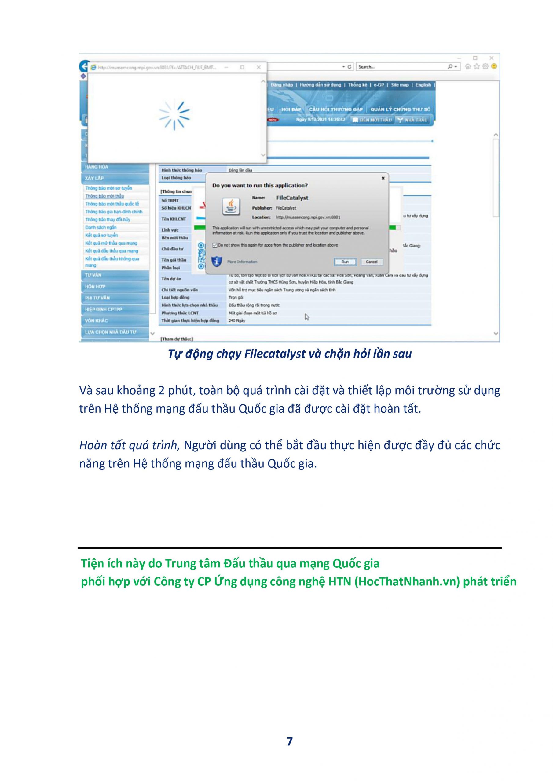 cài đặt môi trường máy tính chuẩn hệ thống mạng đấu thầu quốc gia